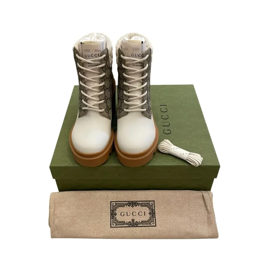 NEW Gucci GG Supreme Leather Ankle Boots 659691 UC810 Size 37.5 | US 7.5 - Picture 12 of 16